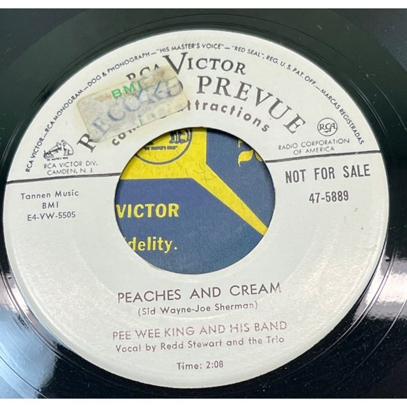 Pee Wee King Peaches and Cream / I Can't Tell a Waltz 45 Country RCA 47-5889 VG+ - Picture 1 of 4
